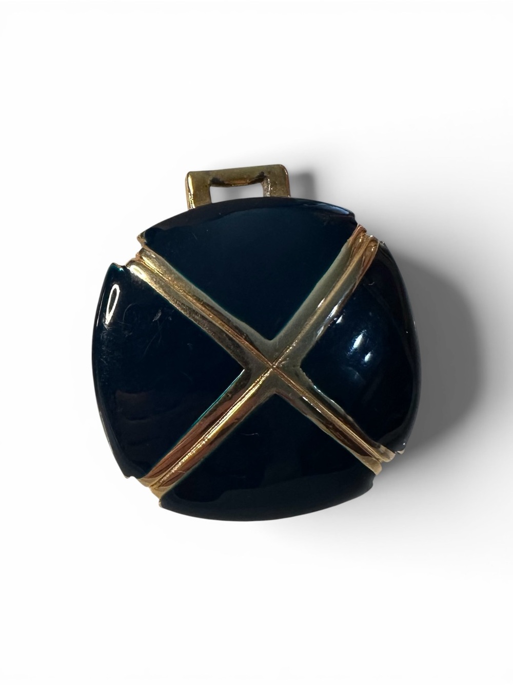 Vintage Navy Enamel Gold Plated Scarf Clip Geometric Scarf Slide